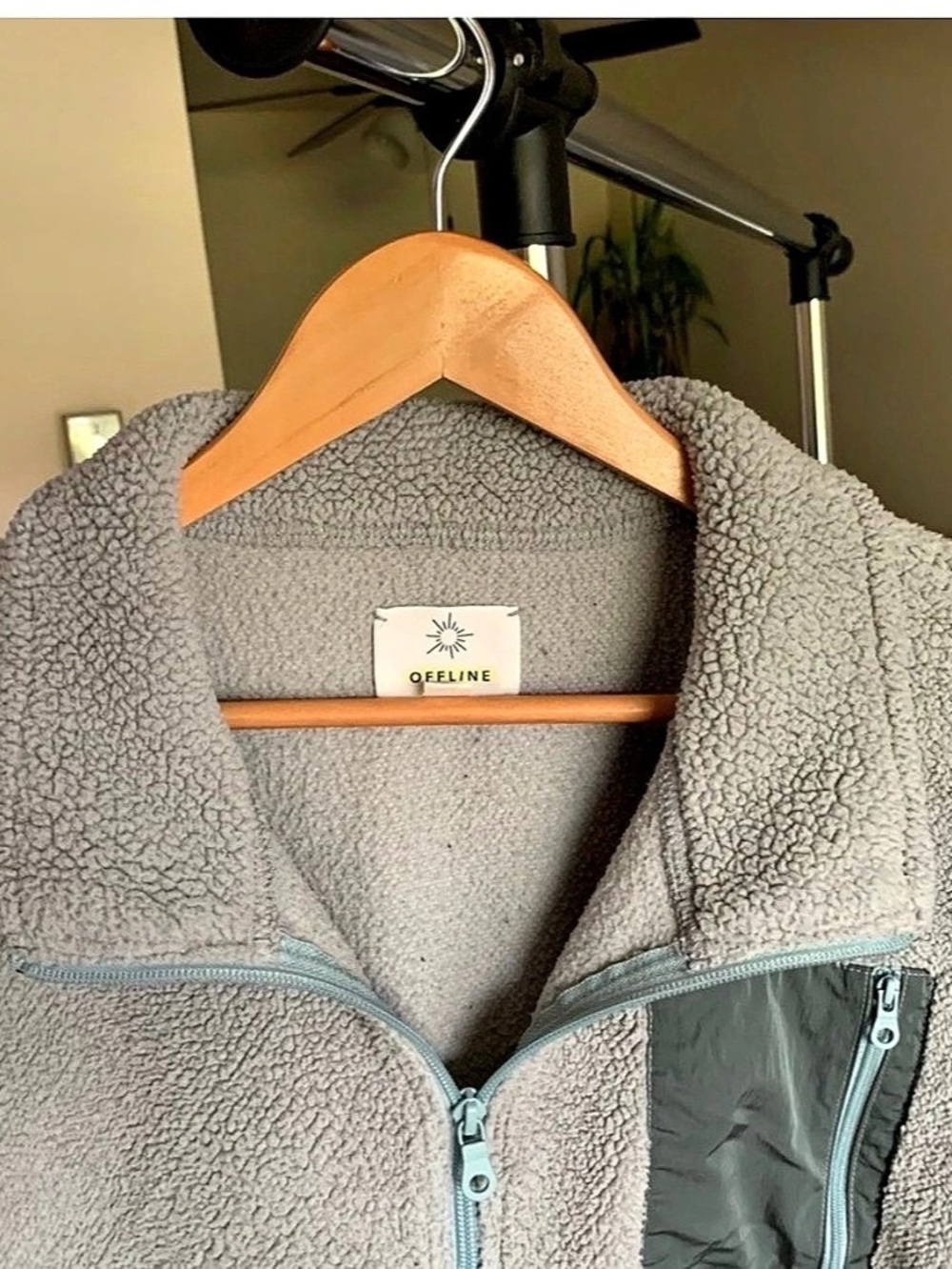 Aerie Offline by Aerie fleece pullover Quarter Zip Fleece Gray Size Medium - Picture 3 of 6
